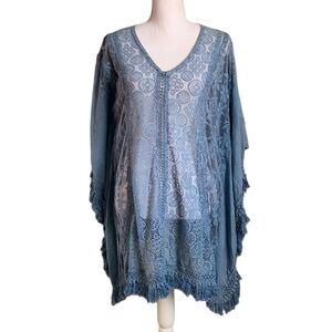 Fashion Fuse V-neck Boho Lace Crocheted Top Cover ups Size Large